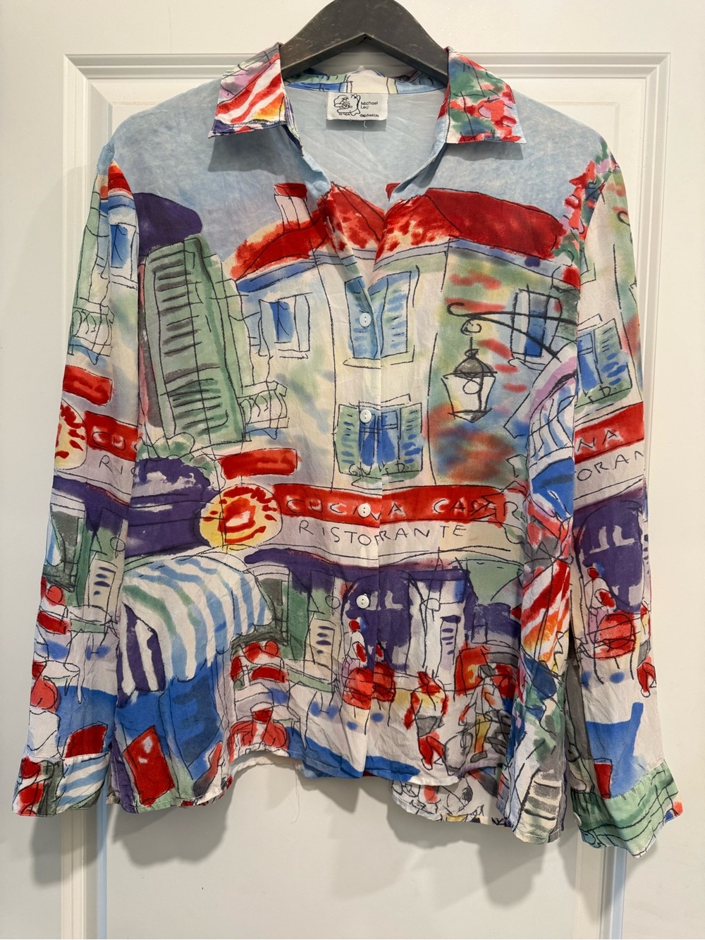 Michael Leu Abstract Village Print Long-Sleeve Shirt - Multi